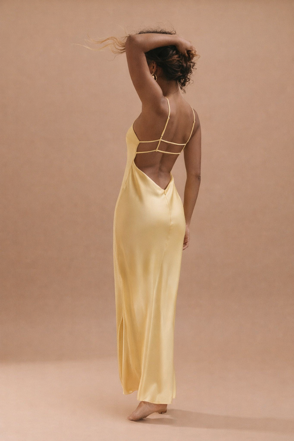 Satin Maxi Dress for Women Spaghetti Strap Open Back