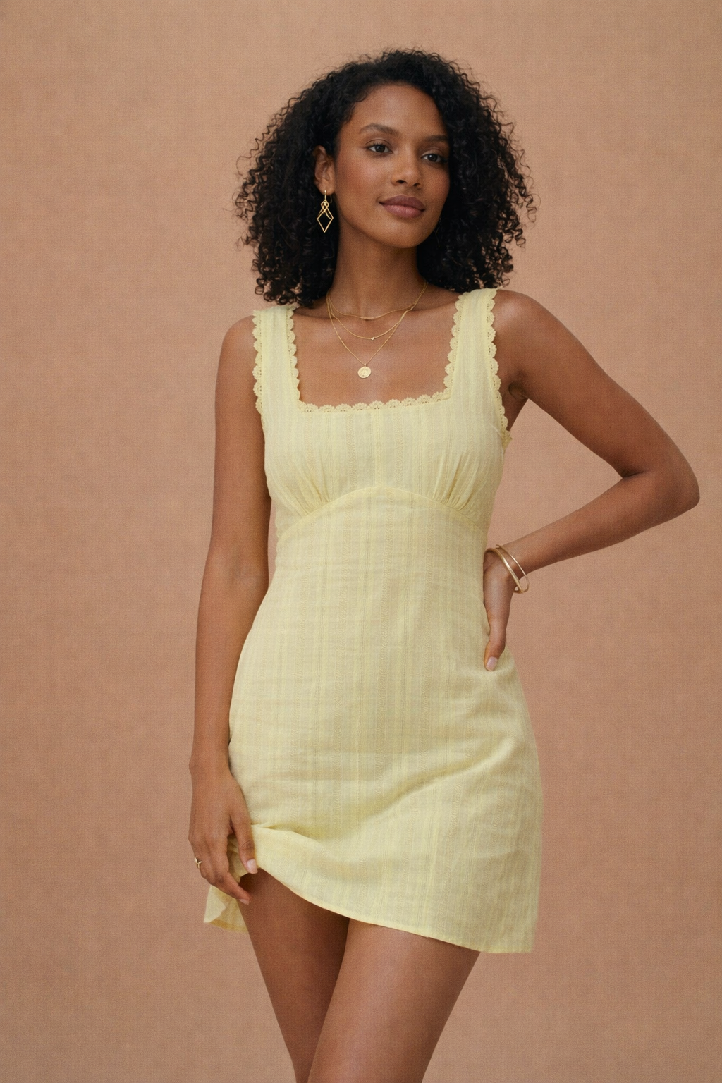 Floral Mini Dress for Women Lace Trim Strap Fitted