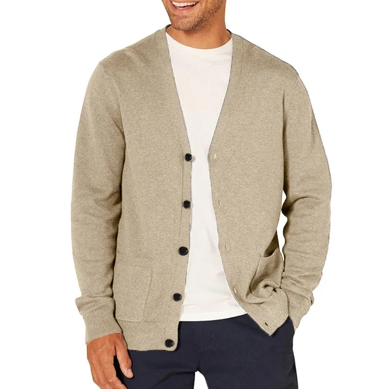 Knäppt cardigan med V-ringning i beige
