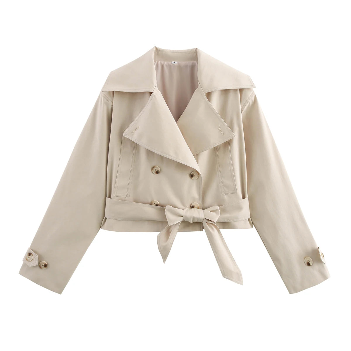 Kort trenchcoat med skärp i beige