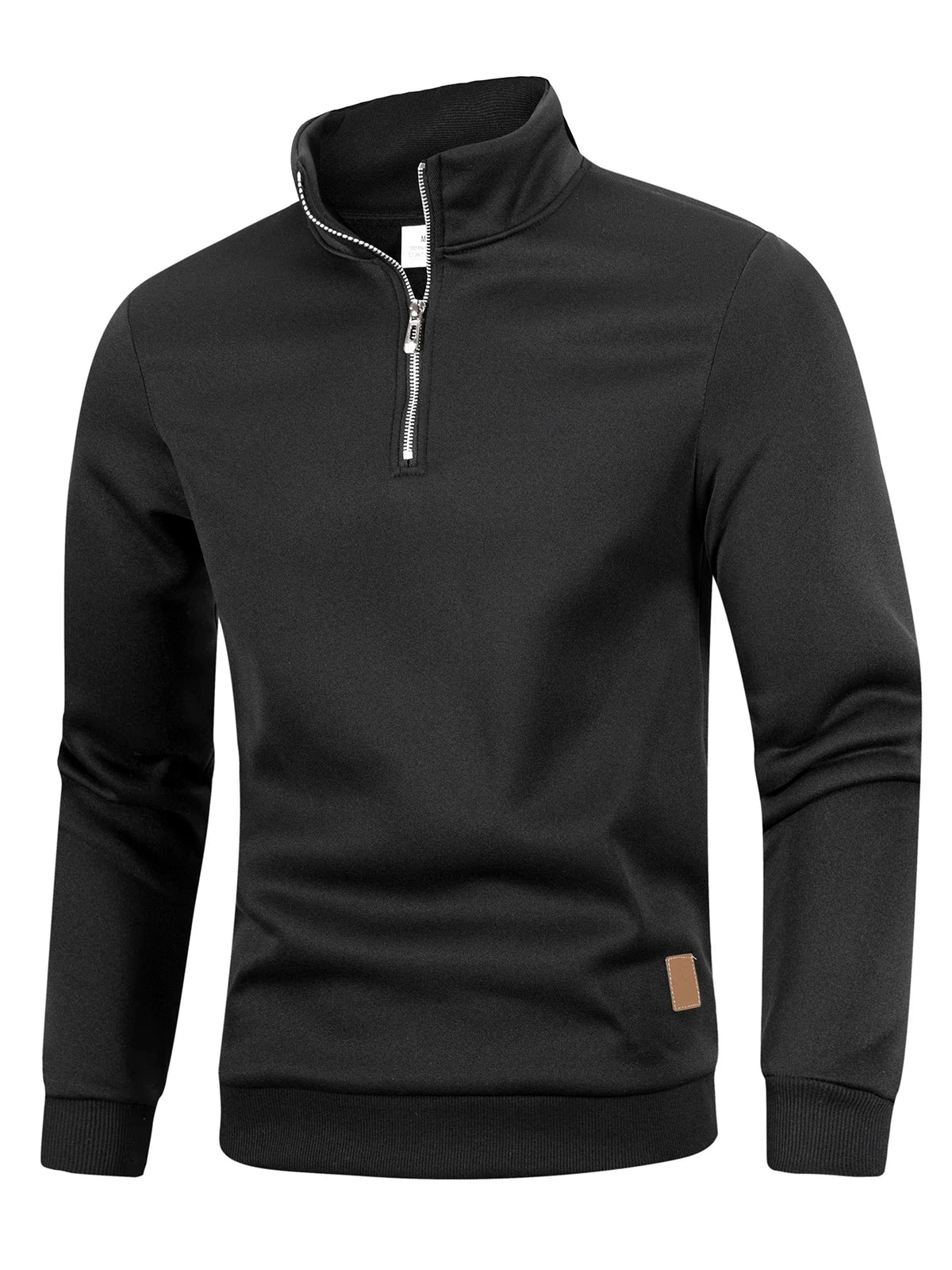 Strukturerad half-zip-tröja i svart