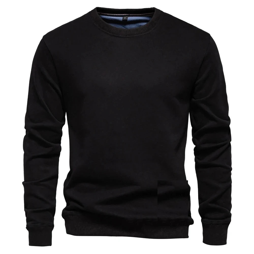 Sweatshirt med rund hals – herr i svart