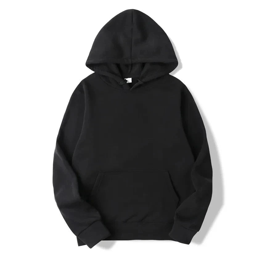 Hoodie med känguruficka – unisex i svart