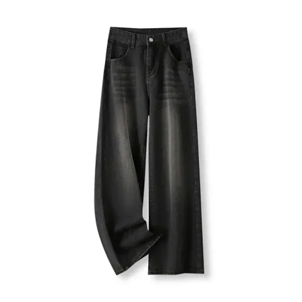 Svarta vida jeans med hög midja – dam i svart