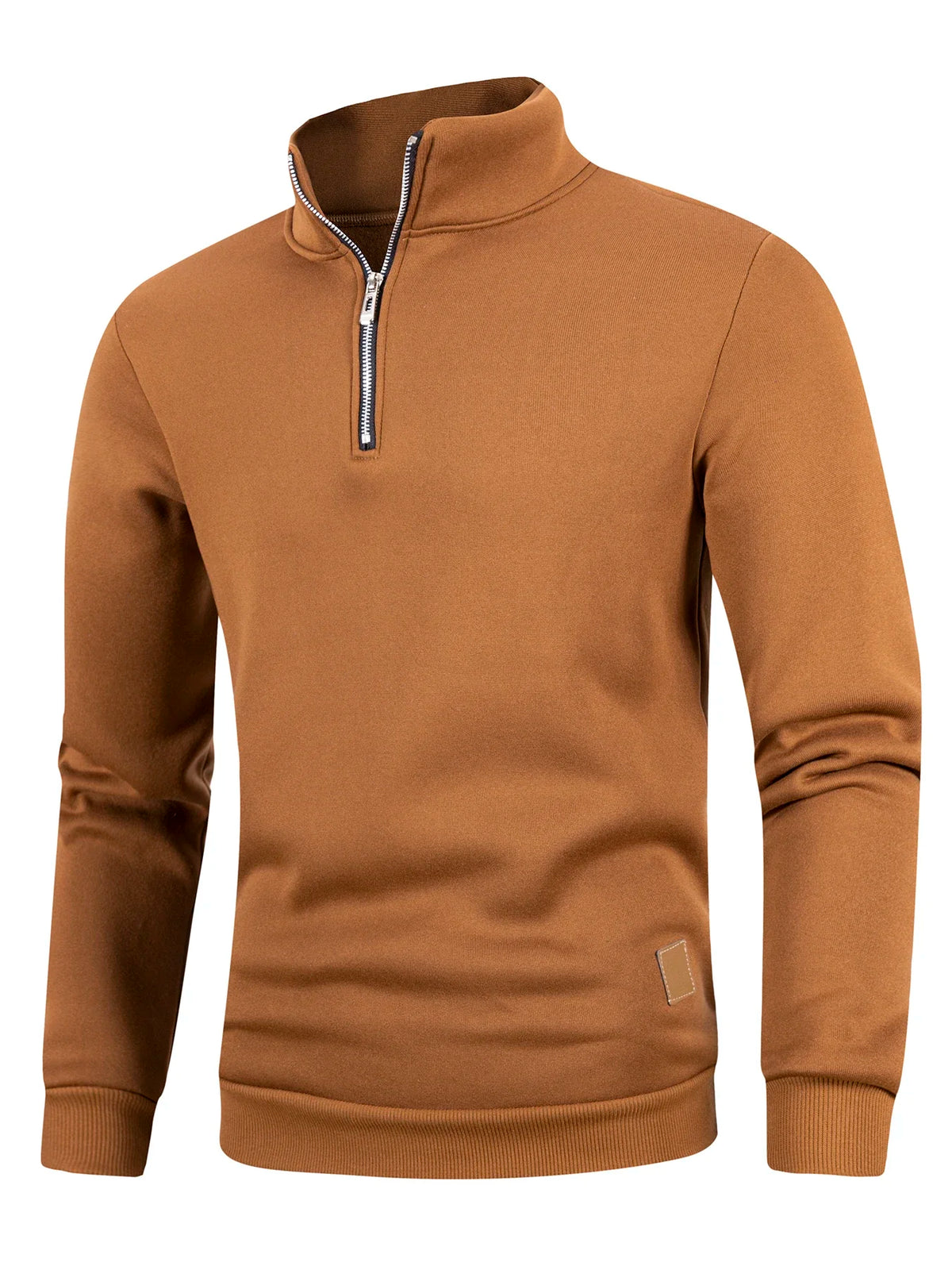 Strukturerad half-zip-tröja i kamel
