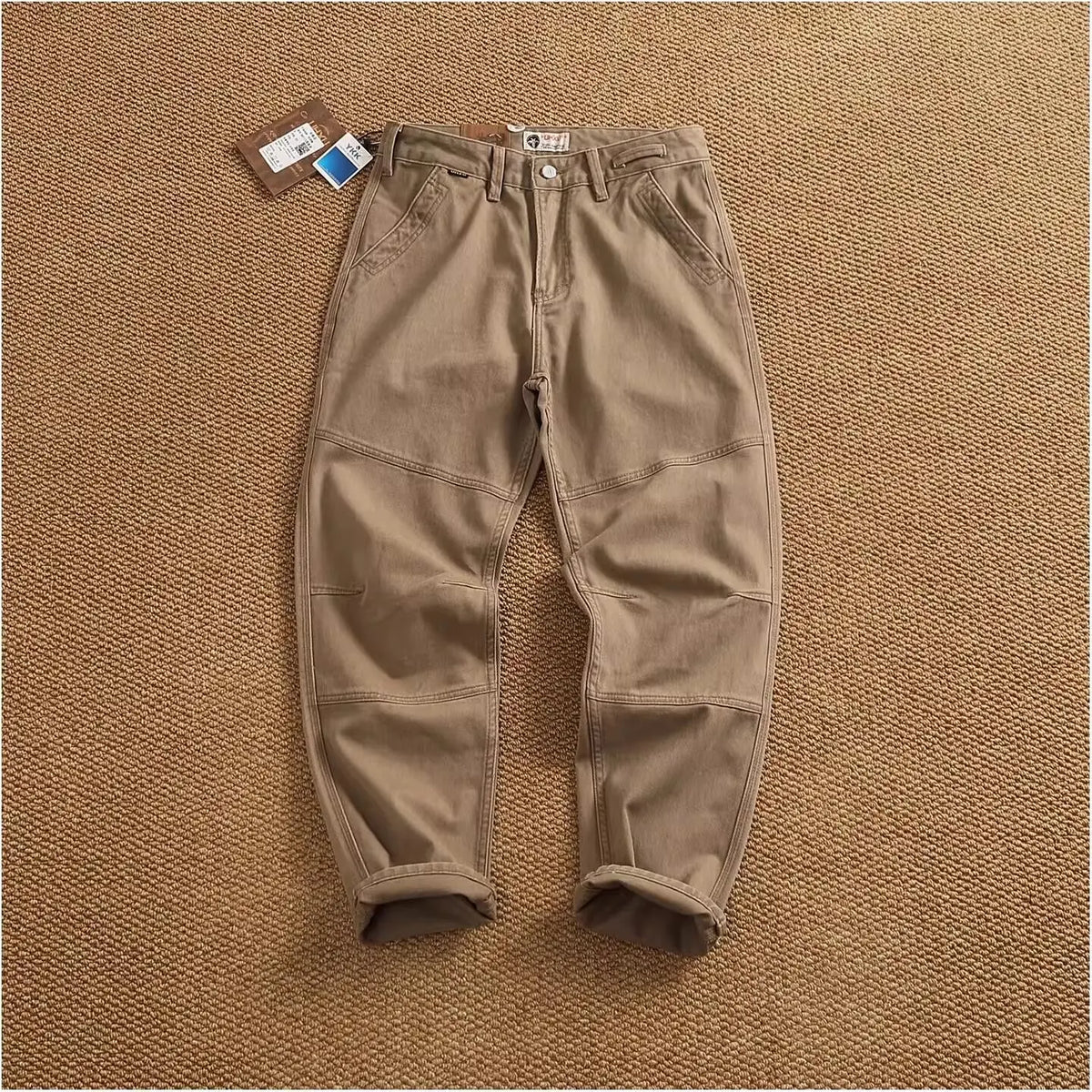 Raka cargobyxor i bomullstwill – herr i beige
