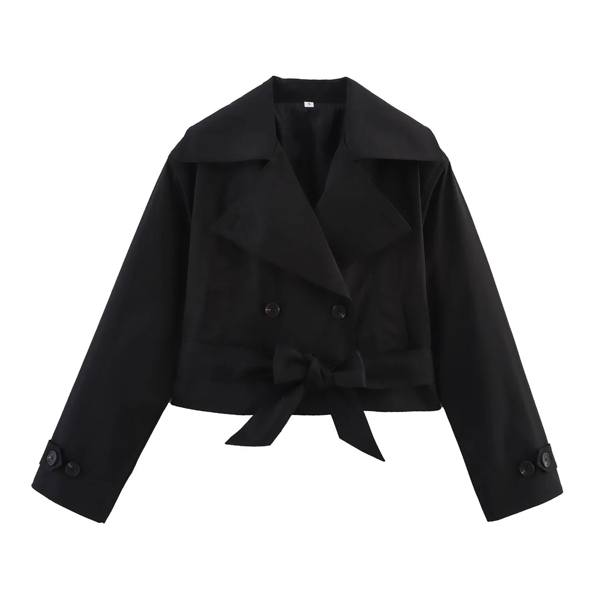 Kort trenchcoat med skärp i svart