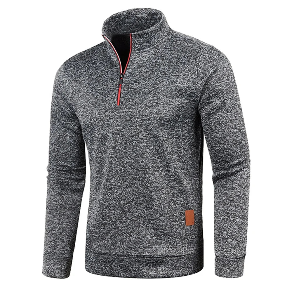 Half-zip-tröja med ståkrage i koksgrå