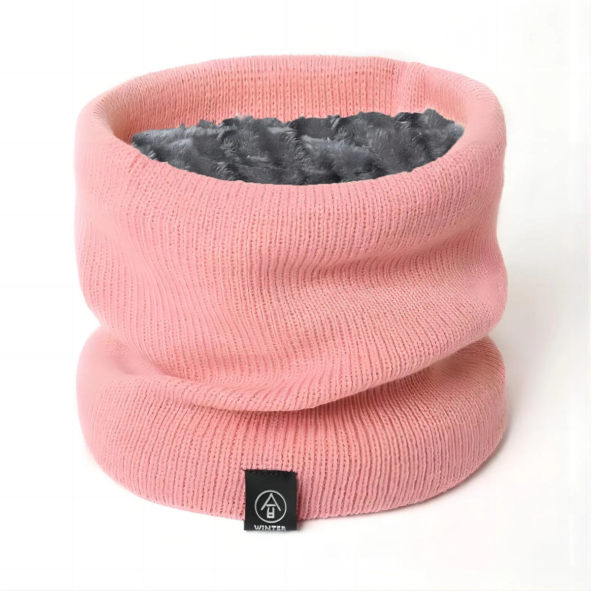 Stickad tubhalsduk med mjukt foder – unisex i rosa