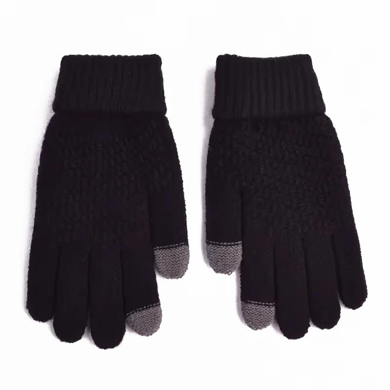 Stickade handskar med touchfunktion – unisex i svart