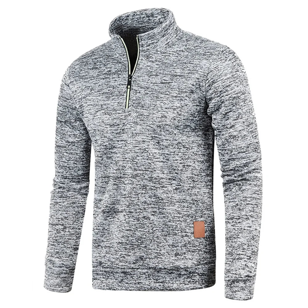 Half-zip-tröja med ståkrage i ljusgrå