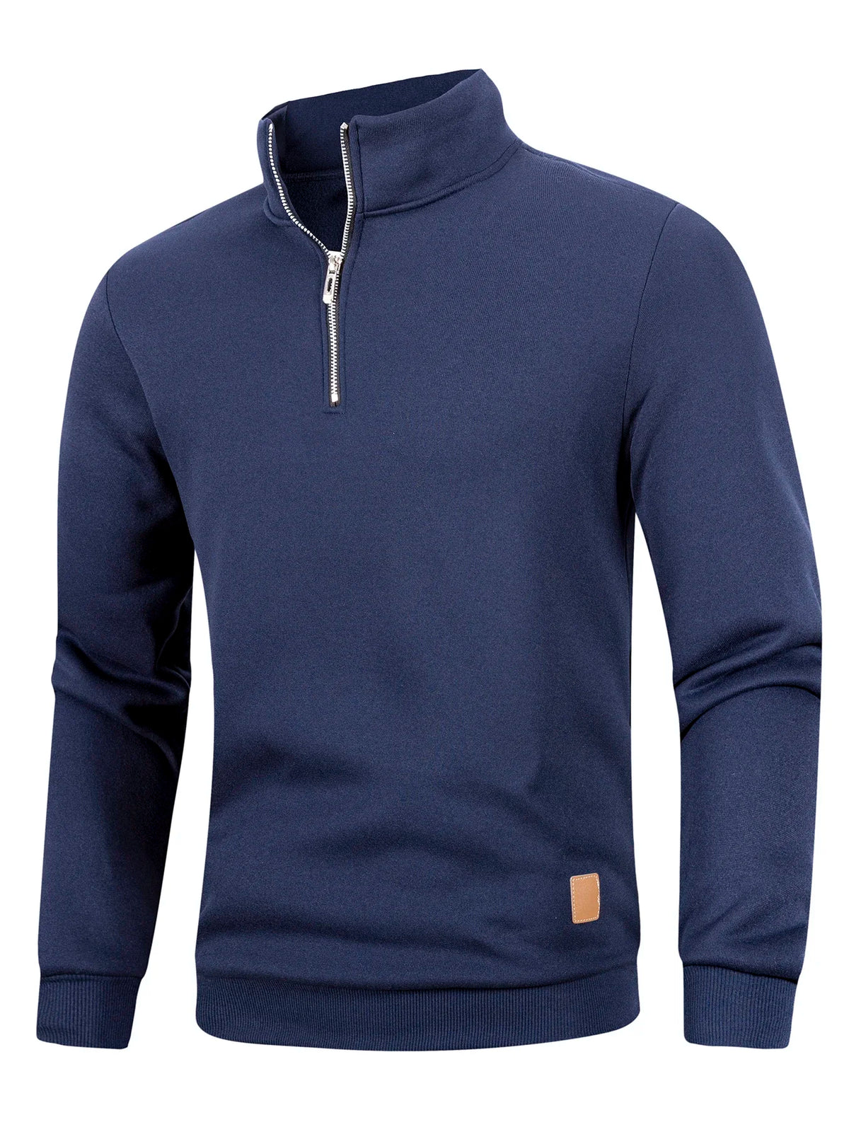 Strukturerad half-zip-tröja i marinblå