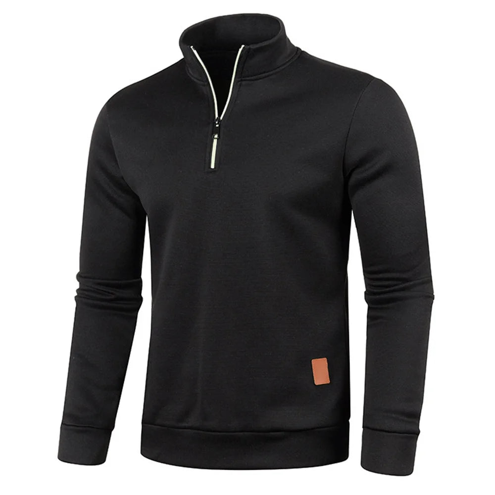 Half-zip-tröja med ståkrage i svart