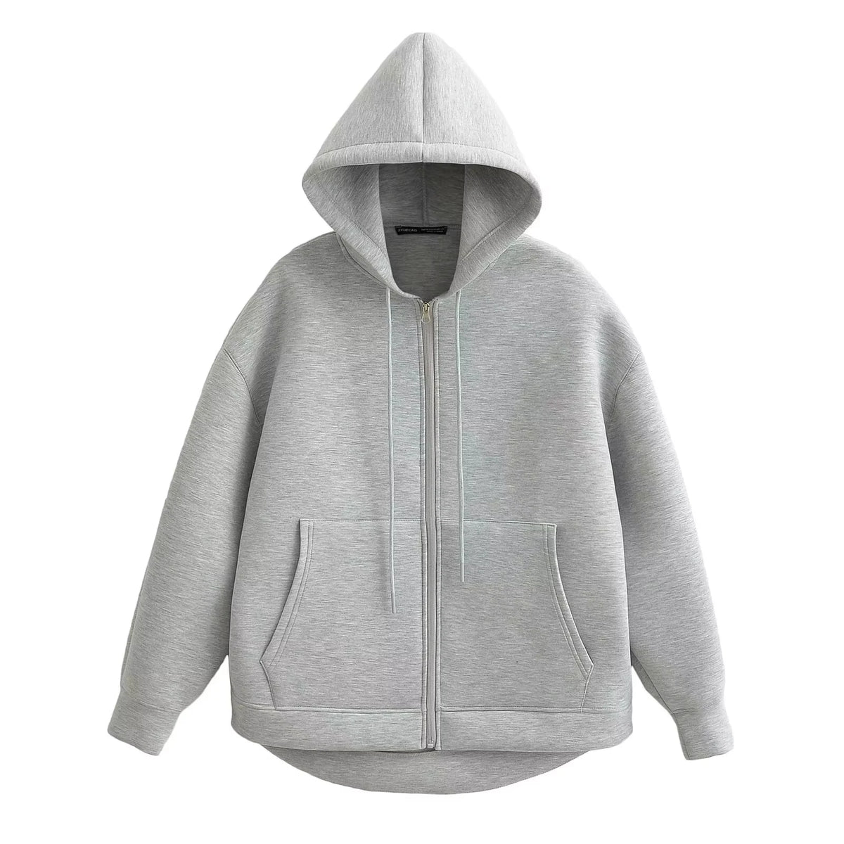 Oversized zip-hoodie i tung kvalitet – dam i ljusgrå