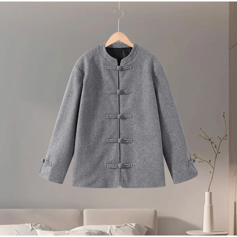 Blazer med mandarinkrage – dam i grå