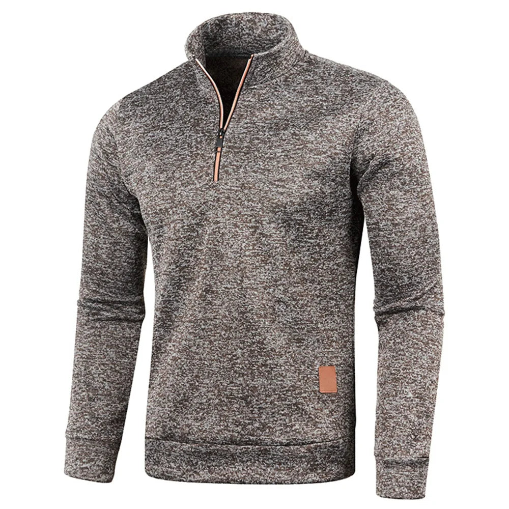 Half-zip-tröja med ståkrage i brun