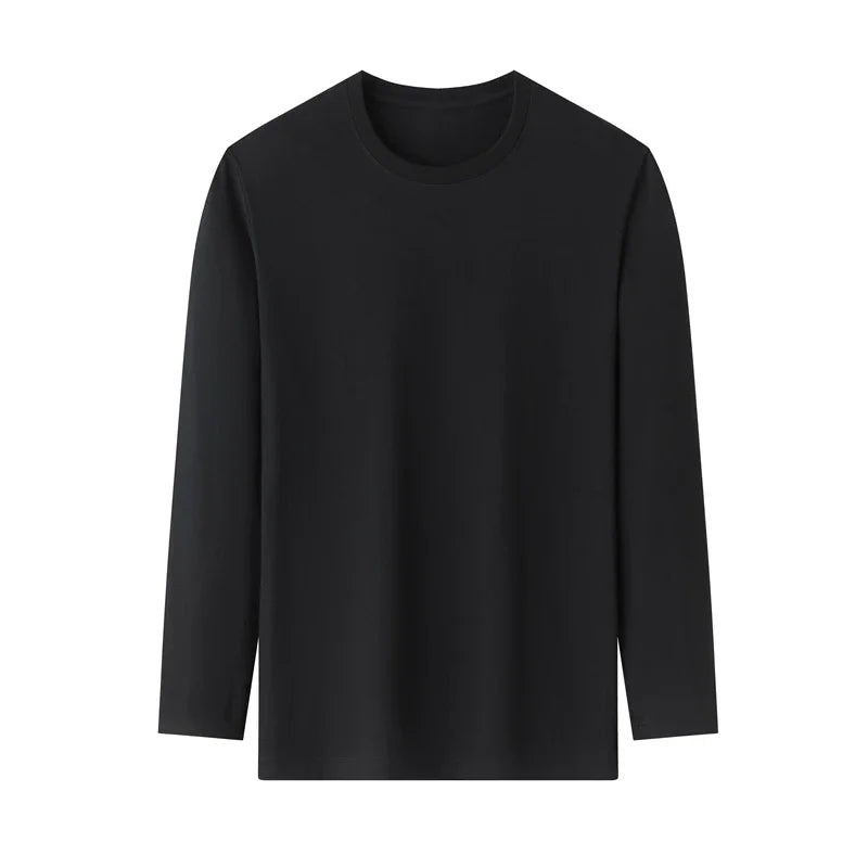 Långärmad t-shirt med rund hals – herr i svart